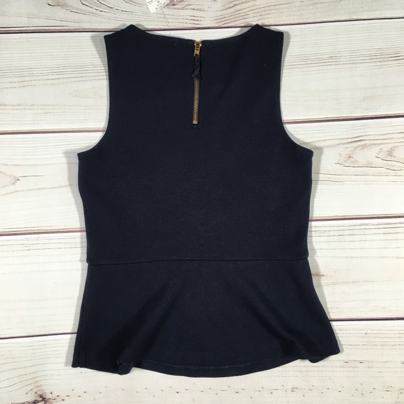 NWT J CREW Navy Peplum Top Size XS - Picture 2 of 4